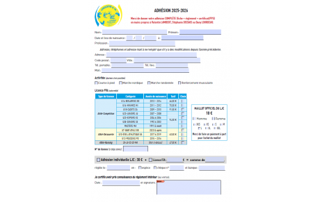 Adhésion 2025/2026