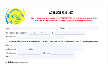 Adhésion 2026/2027